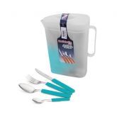 FAQUEIRO INOX 25PC CB.PLAS JARR.AZ