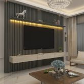 Home Nobre Ripado 230 1P3G com LED Grafite.Off White Gelius