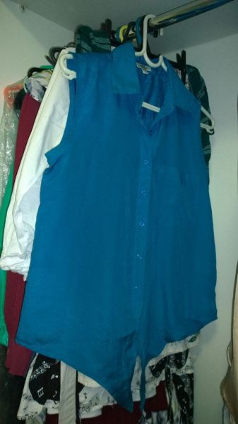 Blusa tecido social azul