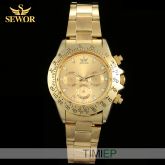 Relógio Masculino De Luxo Sewor Dourado Alta Qualidade Top
