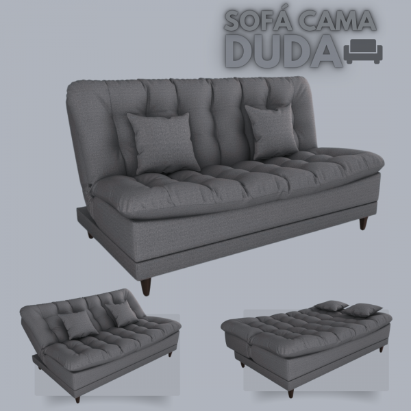 Sofa Cama MX Duda 1 Estagio Linho Cinza 487 Matrix