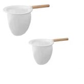 Kit 2 Coador Cafe Pano Flanela Cabo Madeira Aro Metal