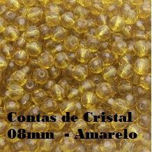 Contas de Cristal 08mm C/ 70 peças - Amarelo