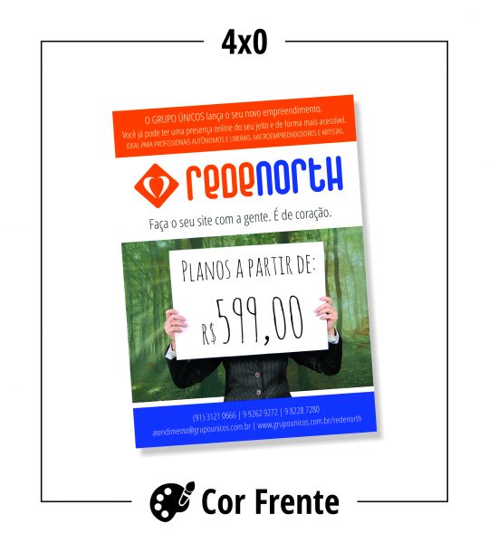 Panfleto/Flyer 10x14 cm Couchê 115g - Sem verniz - 1.000 unidades [Arte/R$39 + Impressão/R$175]