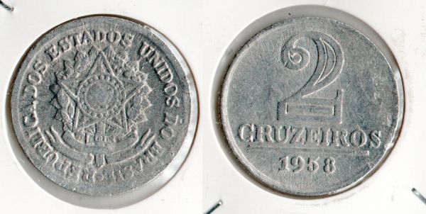 V280-6 - 2,00 Cruzeiros 1958 - Tiragem BAIXA - 13.687.000