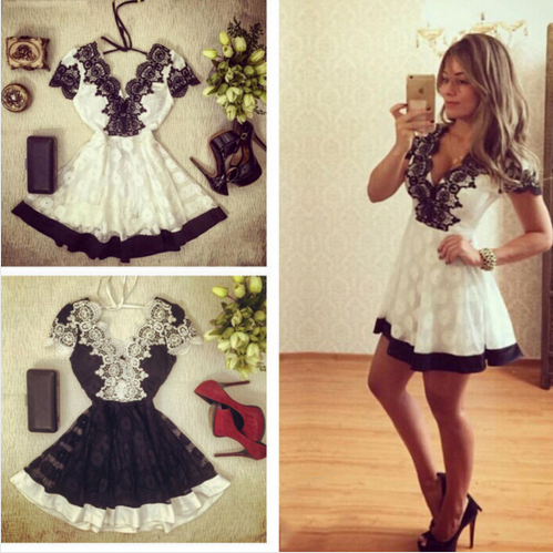 Vestido Rendado decote V Cod 52.