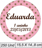 250 ADESIVOS / Redondos ou Retangular 15,5 X 14.,8 cm