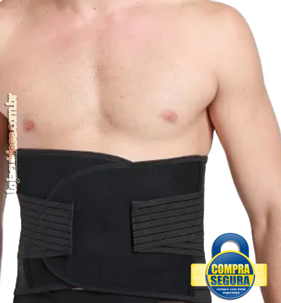 CINTA ABDOMINAL MODELADORA UNISSEX COR: PRETO (Tamanho até: 90kg)