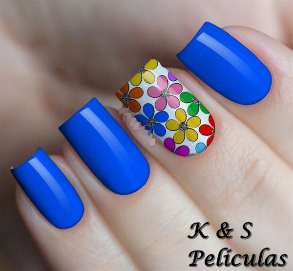 Películas de Unha Flores Coloridas - FL95