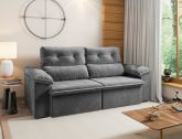 Estofado Retratil Carioca 2x1,00m Veludo Suede Cinza 15 Diviminas
