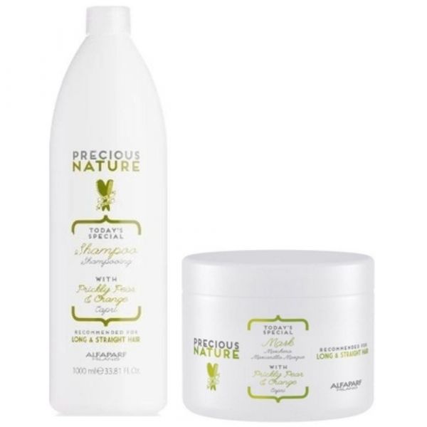 Alfaparf Precious Nature Kit Cabelos Longos e Lisos Shampoo (1000ml) e Máscara (500g)