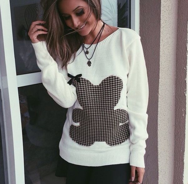 blusa pied poule off white