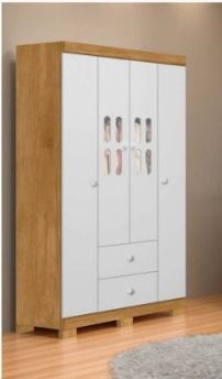 Roupeiro Sophie 4P2G Nature.Branco J A Moveis