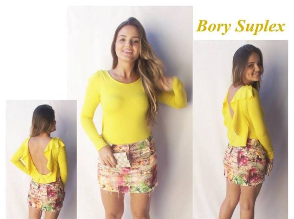 Body manga longa babado