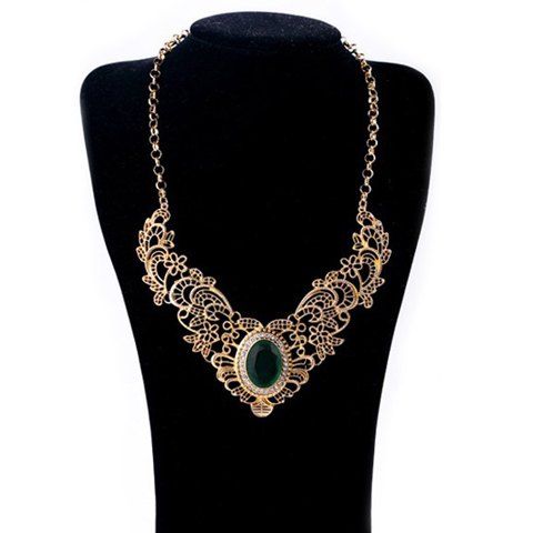 Exquisite Gema e Franja Perfurada Decorado Colar de Liga para Mulher