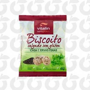 Biscoito Salgado Sem Glúten Chia e Ervas Finas 30 Gramas Vitalin