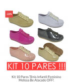 Kit 10 pares Tênis Infantil Melissa Be atacado