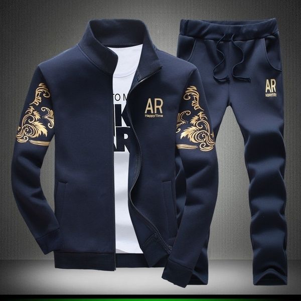 Moda Hoodies Casuais Mens Treino Camisolas Casacos + Calças Homens Treino Suit Set Hoodies + Calças