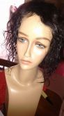 Peruca cabelo natural castanho com franja