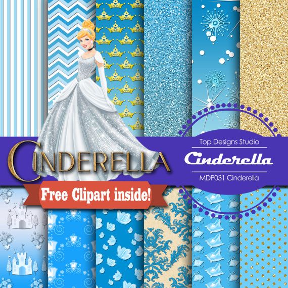 Kit scrapbook digital papeis e elementos Cinderela