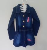 Macaquinho Jeans Infantil Manga Longa