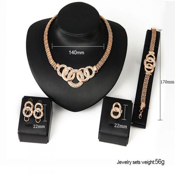 2016 New Design cristal banhado a ouro conjuntos de jóias de casamento moda jóias pulseira colar bri