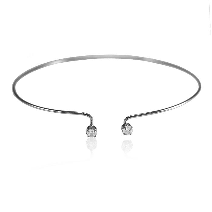 Colar Choker Folheado Ródio Negro com Zircônia Cristal