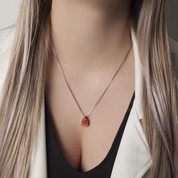 Conjunto Gota Pequena Folheado Ródio Negro com Calcedônia Grey Laranja