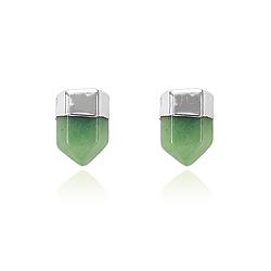 Brinco Coleção Rústica Folheado Ródio com Pedra Natural Quartzo Verde