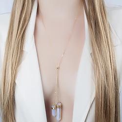 Colar Regulável Coleção Rústica Folheado Ouro 18K com Pedra Natural Pedra da Lua