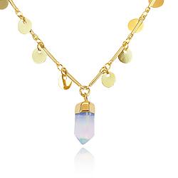 Colar Choker Coleção Rústica Folheado Ouro 18K Medalhinha com Pedra Natural Pedra da Lua