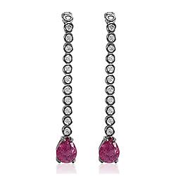 Brinco Folheado Ródio Negro com Micro Zircônia e Pedra Fusion Pink