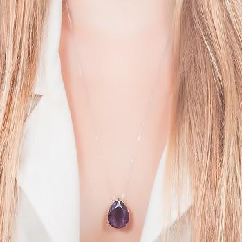 Conjunto Gota Folheado Ródio com Cristal Ametista