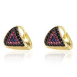 Brinco Argola Triangular Folheado Ouro 18K com Zircônias Coloridas