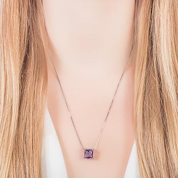 Conjunto Quadrado Folheado Ródio Negro com Cristal Ametista