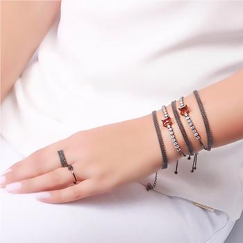 Pulseira Riviera Folheada Ródio Negro com Cristal Retangular Morganita e Zircônia Cristal