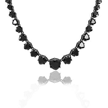 Colar Choker Folheado Ródio Negro com Cristal Negro Triangular