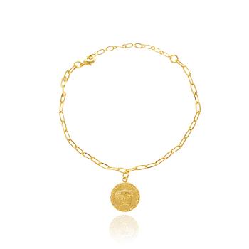 Pulseira Medalha Medusa com Corrente Cartier Folheado Ouro 18K