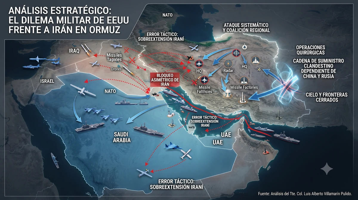 Análisis Estratégico sobre el dilema militar estadounidense frente a Irán en Ormuz