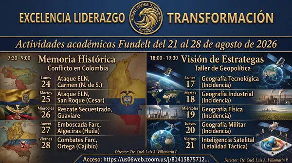 Programación de actividades académicas de Fundelt para la semana comprendida entre el 24 y el 28 de agosto de 2026