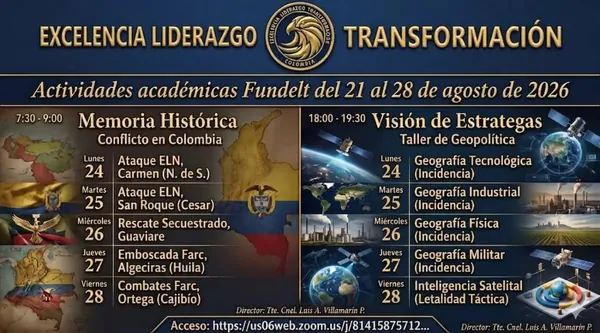 Programación de actividades académicas de Fundelt para la semana comprendida entre el 24 y el 28 de agosto de 2026