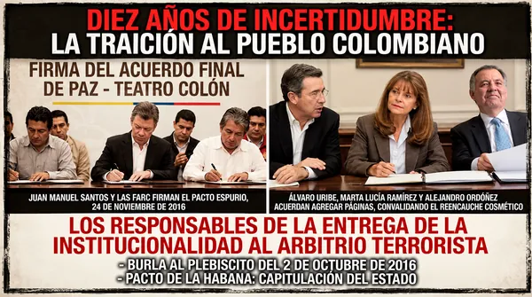 Diez años de incertidumbre por robo del plebiscito y entrega de la institucionalidad al arbitrio terrorista