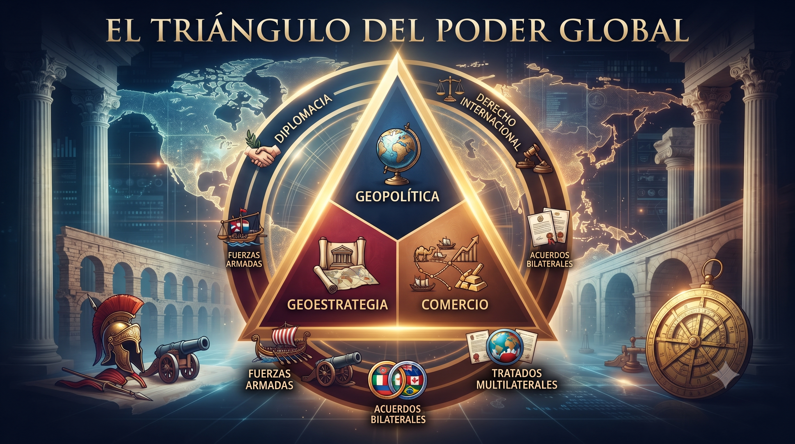 Triángulo del poder: geopolítica, geoestrategia y comercio
