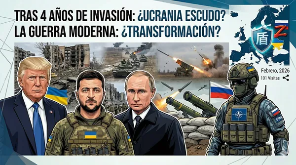 Tras cuatro años de invasión rusa, Ucrania es escudo para Europa o Estados Unidos, y, transformación de la guerra moderna