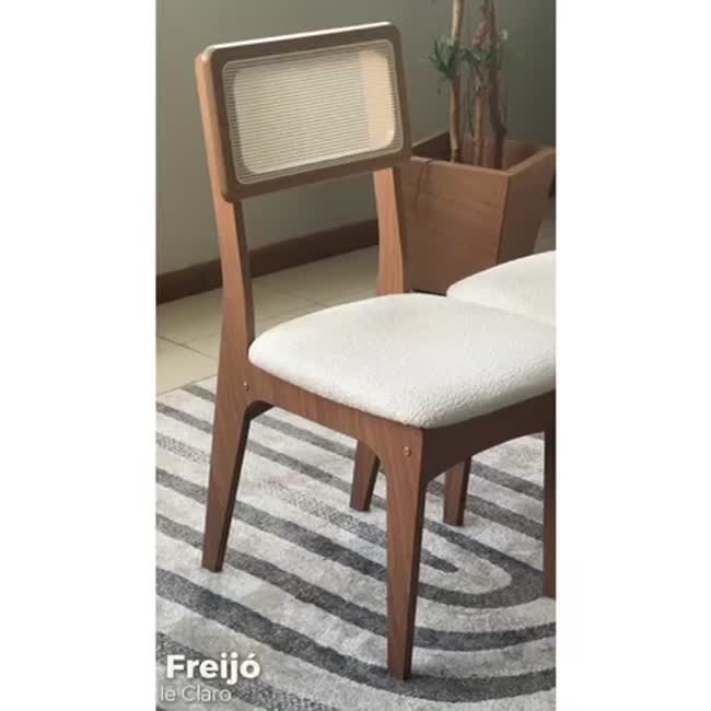 Kit 2 Cadeiras 100% Mdf com Encosto em Palha Sintética - Freijó/Cesare Claro J23