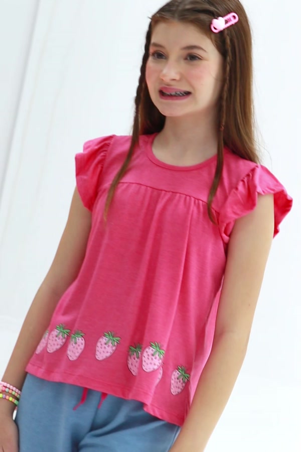 Conjunto Infantil Feminino Morango do Amor