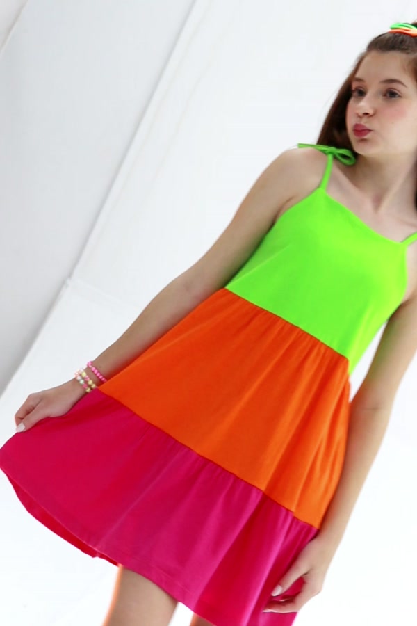 Vestido Feminino Infantil Tons Vibrantes