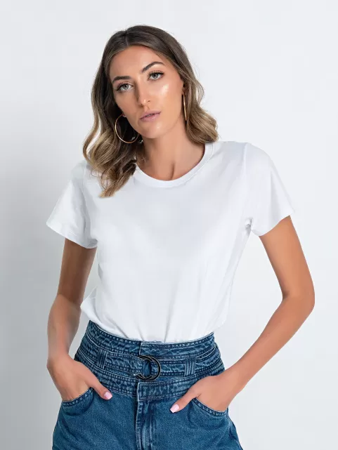 Camiseta Feminina de Algodão Lisa Laura