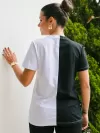 Camiseta Feminina de Algodão Bicolor Preto e Branco