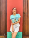 Camiseta Feminina Algodão Estampada Leopardo